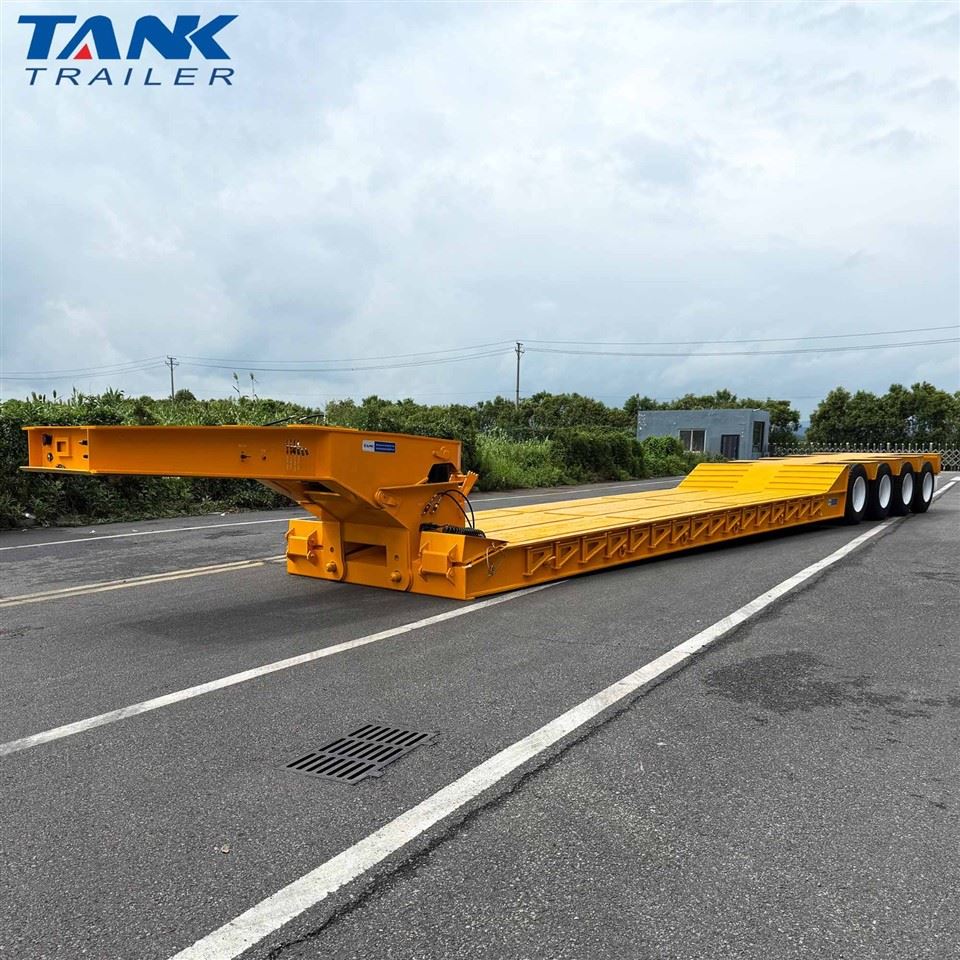 TANK 4 Axle Detachable Hydraulic Gooseneck Lowbed Semi Trailer suppliers